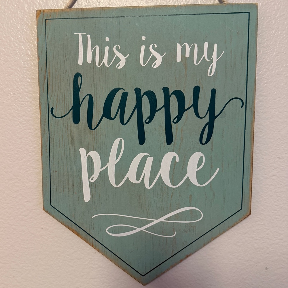 Hobby Lobby Teal and White 'Happy Place' Wall Art